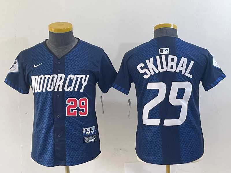 Women%27s Detroit Tigers #29 Tarik Skubal Navy 2024 City Connect Cool Base Limited Stitched Jerseys